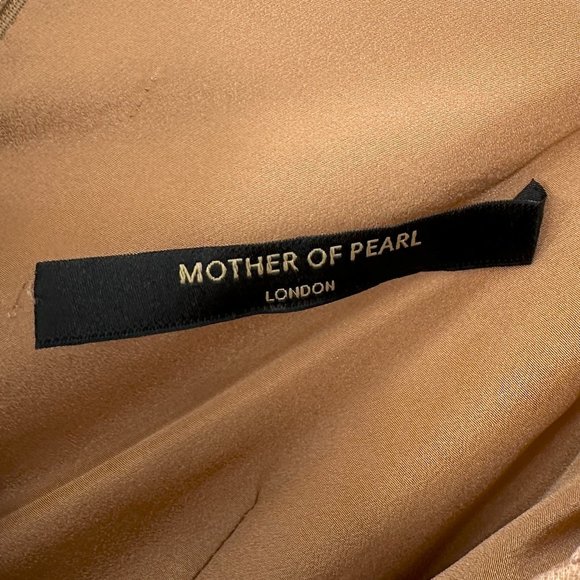 NWT Mother of Pearl Pippa Tan Brown Ruched Long Sleeve Crepe Maxi Dress sz 2-4 - Picture 4 of 6